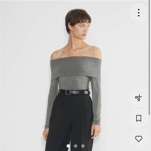 Aritzia Babaton Gray Off-the-Shoulder Long Sleeve